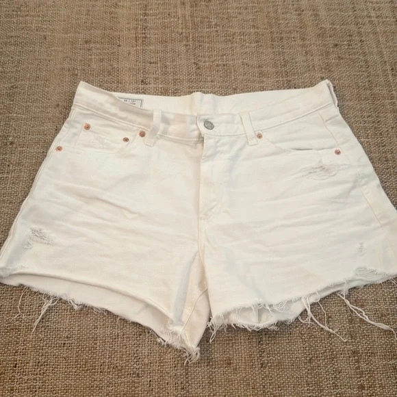 Gap White Low Rise Stride Denim Jean Shorts Cutoff Distressing size 10 / 30 - Picture 1 of 6